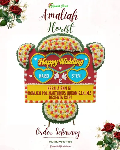 Karangan Papan Bunga Pernikahan di Serai